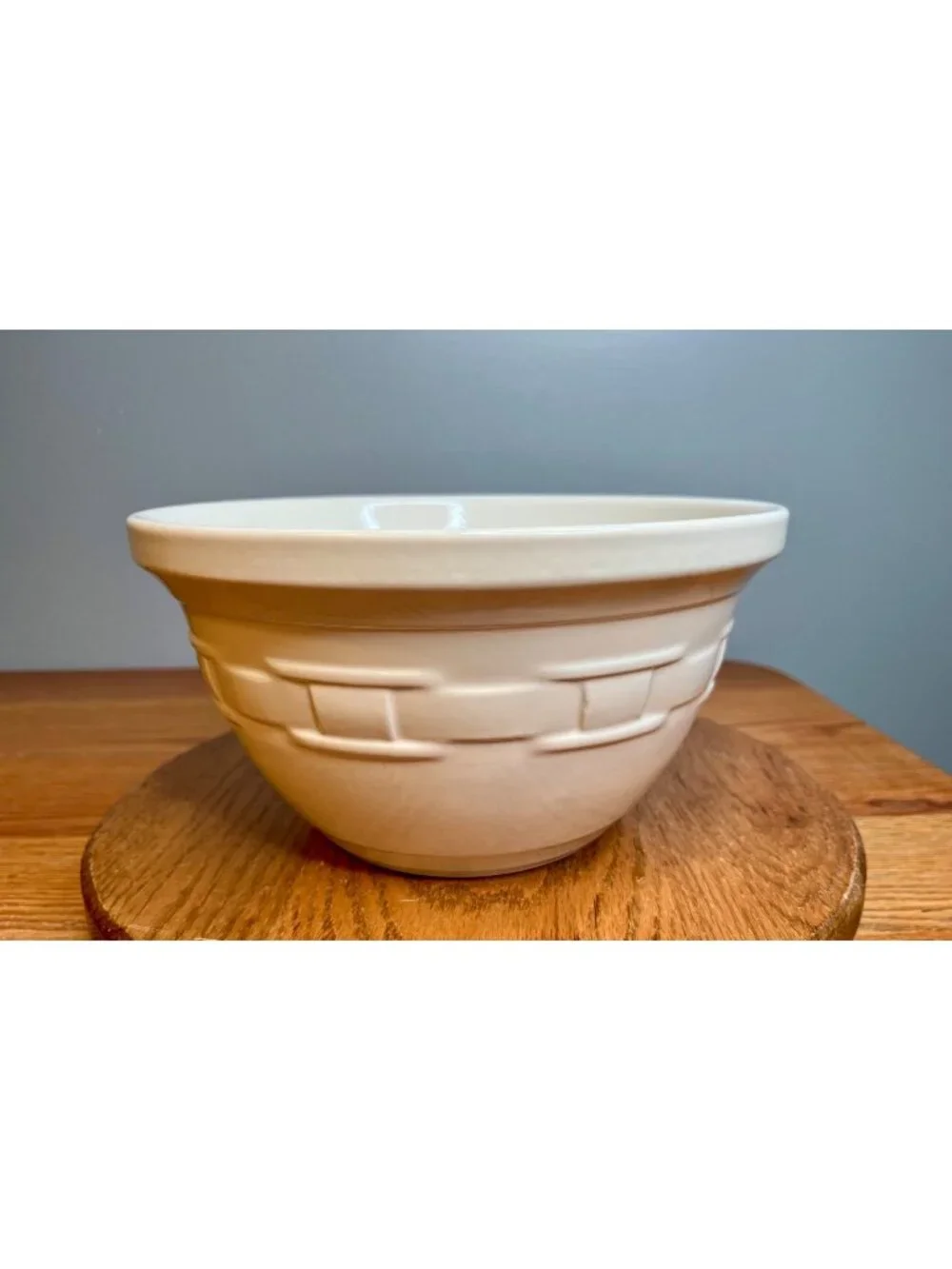 Longaberger Woven Traditions Ivory Large Mixing Bowl 10 inches